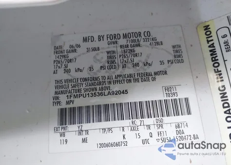 2006 Ford Expedition Xls from USA, damaged, VIN 1FMPU13536LA92045